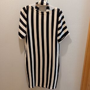 BCBGMaxAzria Black and White Striped Mini Dress